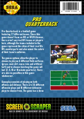 Pro Quarterback (USA) box cover back